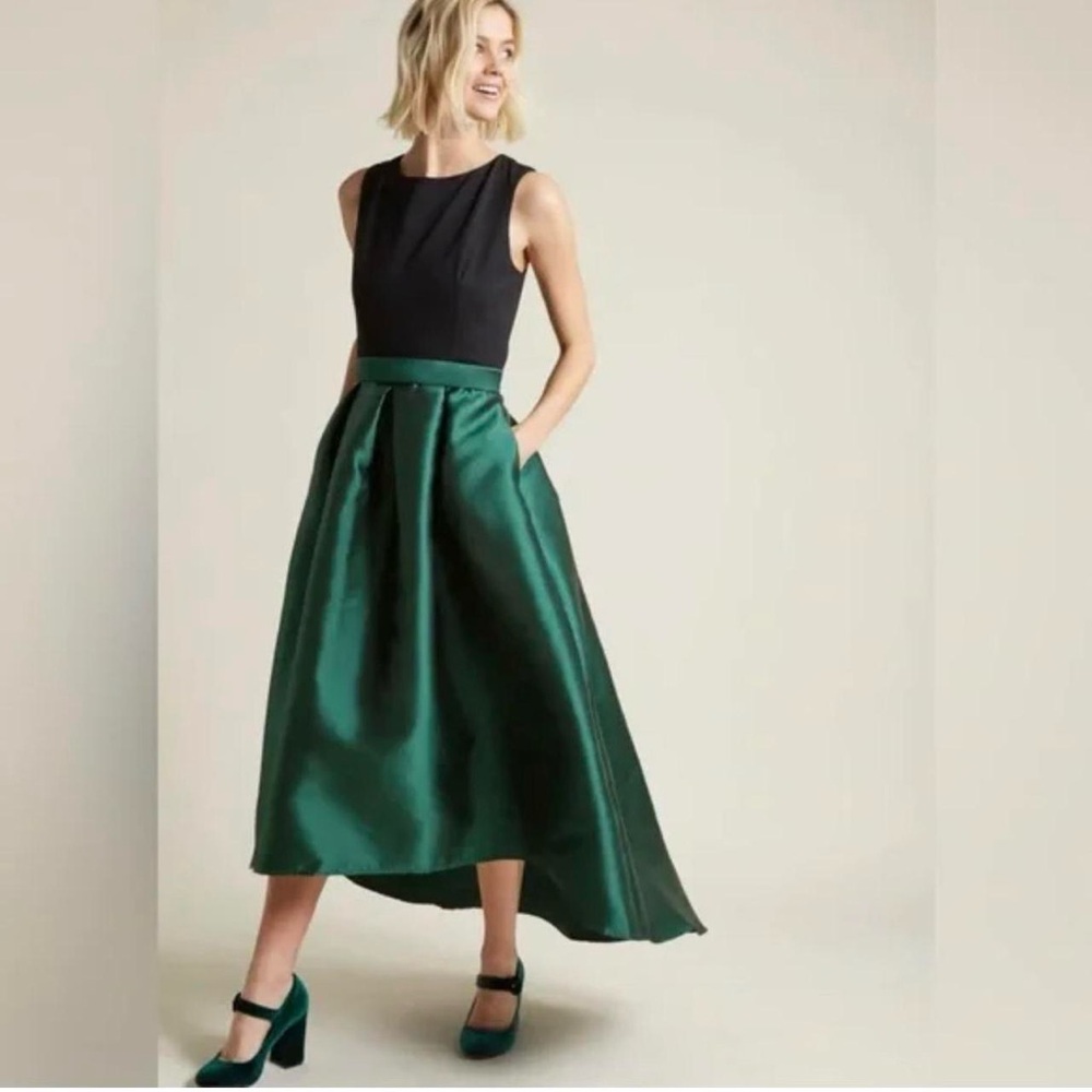 NWOT Hutch High-Low Cocktail Dress Emerald Green and Black Size 2